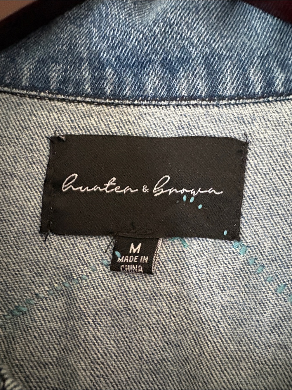 One-of-a-Kind Upcycled Denim Jacket w/Vintage Southwestern Eagle Embroidery - Picture 8 of 13